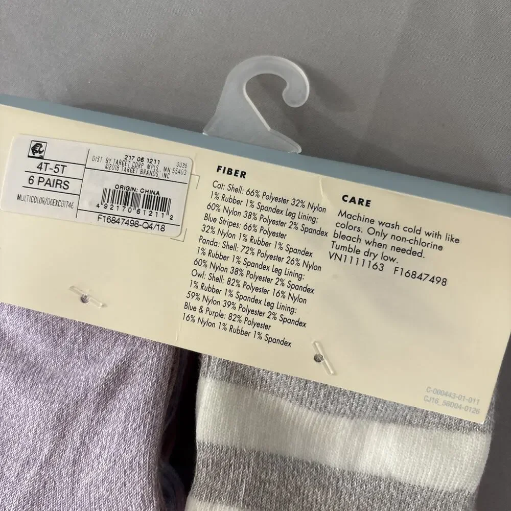 Cat & Jack Girls Low-Cut Socks 6 Pairs Pastel Neutral Animals Sz 4T-5T 8-11 New